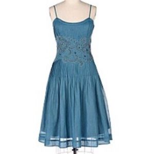 Blue Beaded Dress. Anthropologie size 6